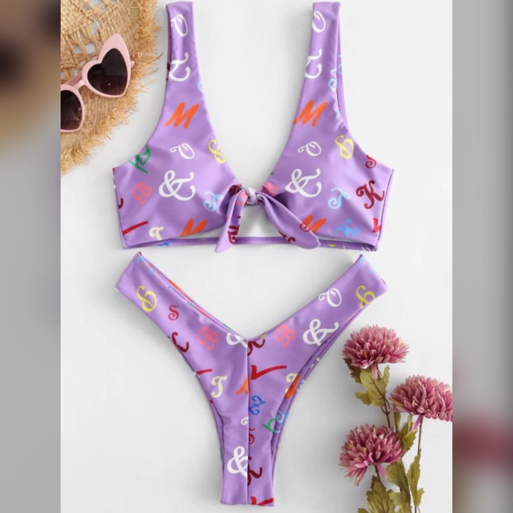 Purple Letters Bikini